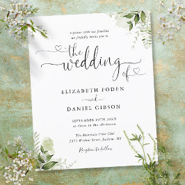 Budget Greenery Blätter Skripteinladung Hochzeit