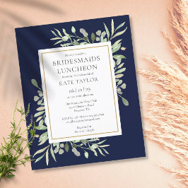 Budget Greenery Blue Bridesmaids Luncheon Einladun