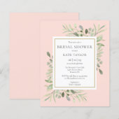 Budget Greenery Blush Pink Brautparty Einladung (Vorne/Hinten)