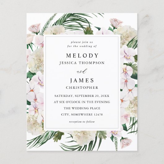 Budget Greenery Boho Tropical Floral Wedding (Vorderseite)