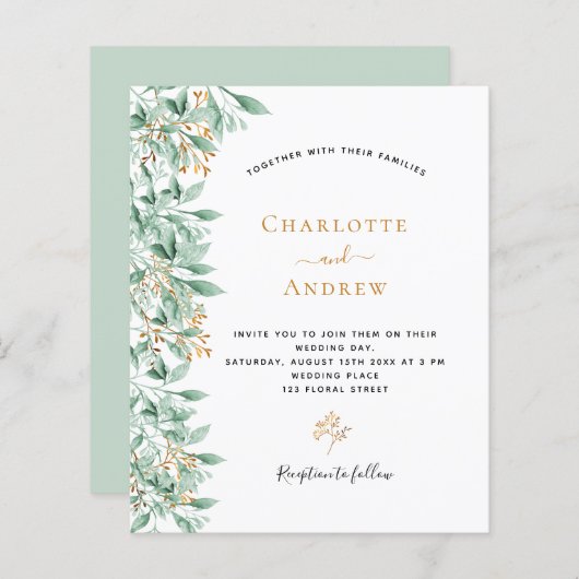 Budget Greenery botanische Blütengoldenhochzeit (Vorne/Hinten)