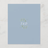Budget Greenery Dusty Blue Wedding Einladung (Rückseite)