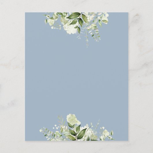 Budget Greenery Dusty Blue Wedding Einladung (Rückseite)