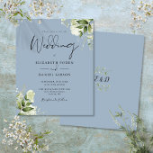Budget Greenery Dusty Blue Wedding Einladung
