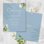 Budget Greenery Dusty Blue Wedding Einladung