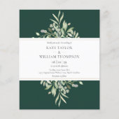 Budget Greenery Emerald Green Wedding Einladung (Vorderseite)