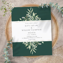 Budget Greenery Emerald Green Wedding Einladung