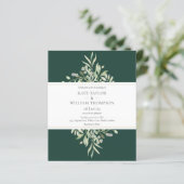 Budget Greenery Emerald Wedding Foto Einladung (Stehend Vorderseite)