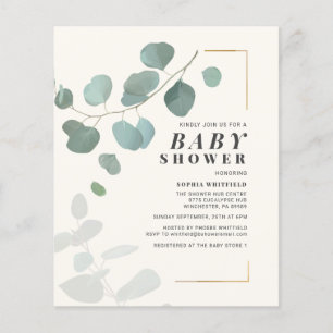 Budget Greenery Eucalyptus Baby Dusche Einladung