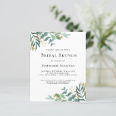 Budget Greenery Eucalyptus Bridal Brunch Einladung (Stehend Vorderseite)
