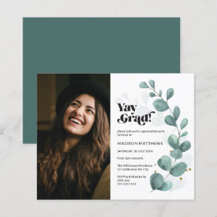 Budget Greenery Eucalyptus Foto Grad Party Einladu