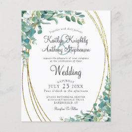 Budget Greenery Eucalyptus Gold Hochzeit Einladung