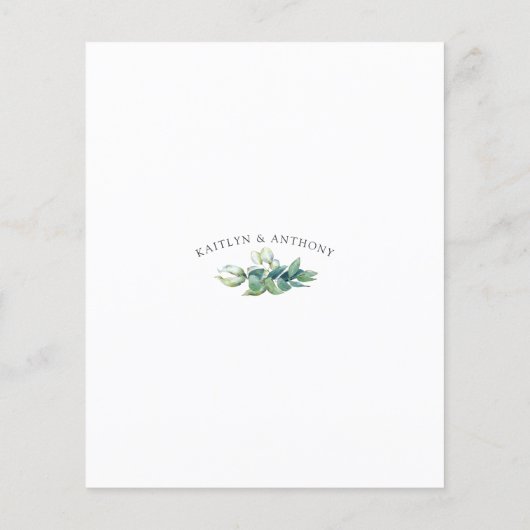 Budget Greenery Eucalyptus Wedding Einladung (Rückseite)