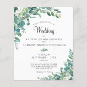 Budget Greenery Eucalyptus Wedding Einladung (Vorderseite)