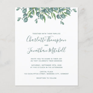 Budget Greenery Eucalyptus Wedding Einladung