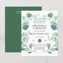 Budget Greenery Eucalyptus Wedding Einladung