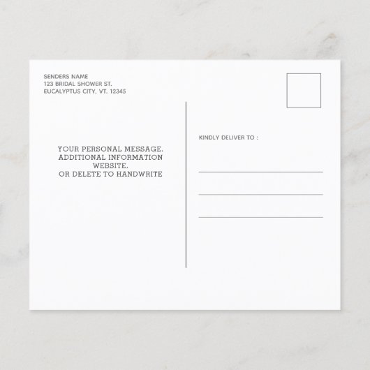 Budget Greenery Eukalyptus Brautparty Einladung (Rückseite)