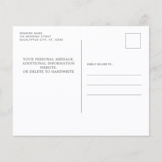 Budget Greenery Eukalyptus Foto Save the Date Pos (Rückseite)