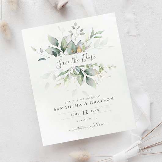 Budget Greenery Eukalyptus Wedding Save the Date
