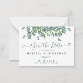 Budget Greenery Eukalyptus Wedding Save the Date Mitteilungskarte (Vorderseite)