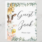 Budget Greenery Farm Animals Baby Gästebuchsignatu (Vorne/Hinten)