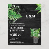 BUDGET Greenery Ferns monochrome Hochzeit Einladun (Vorderseite)