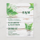 BUDGET Greenery Ferns monochrome Hochzeit Einladun (Vorderseite)