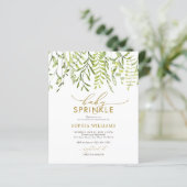 Budget Greenery Floral Baby Sprinkle Einladung (Stehend Vorderseite)