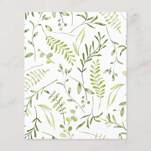 Budget Greenery Floral Baby Sprinkle Einladung (Rückseite)