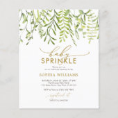 Budget Greenery Floral Baby Sprinkle Einladung (Vorderseite)