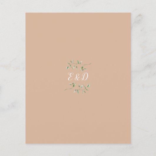 Budget Greenery Floral Tan Wedding Einladung (Rückseite)