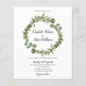 Budget Greenery Foliage Foto Hochzeit Einladung (Vorderseite)