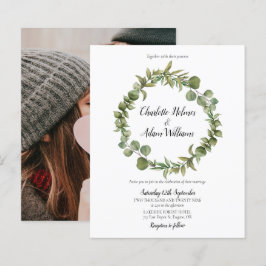 Budget Greenery Foliage Foto Hochzeit Einladung