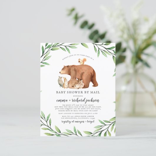 Budget Greenery Forest Animals Baby Shower By Mail (Stehend Vorderseite)