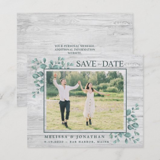 Budget Greenery Foto Hochzeit speichern das Datum (Vorne/Hinten)