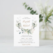 Budget Greenery Foto QR Code Einladung Hochzeitsfe (Stehend Vorderseite)