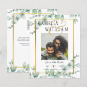 BUDGET Greenery FOTO Wedding Save the Date QRcode (Vorne/Hinten)