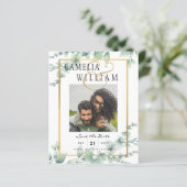BUDGET Greenery FOTO Wedding Save the Date QRcode (Stehend Vorderseite)