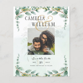 BUDGET Greenery FOTO Wedding Save the Date QRcode Flyer