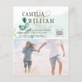 BUDGET Greenery FOTO Wedding Save the Date QRcode Flyer