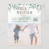 BUDGET Greenery FOTO Wedding Save the Date QRcode Flyer (Vorne)