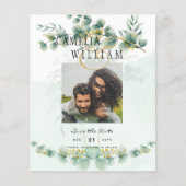 BUDGET Greenery FOTO Wedding Save the Date QRcode Flyer (Vorne)