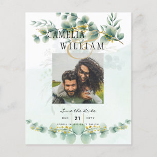 BUDGET Greenery FOTO Wedding Save the Date QRcode Flyer