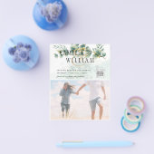 BUDGET Greenery FOTO Wedding Save the Date QRcode Flyer (Einzeln)