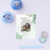 BUDGET Greenery FOTO Wedding Save the Date QRcode Flyer (Einzeln)