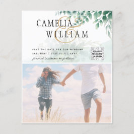 BUDGET Greenery FOTO Wedding Save the Date QRcode Flyer