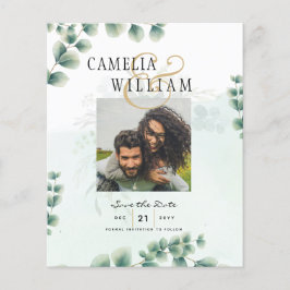 BUDGET Greenery FOTO Wedding Save the Date QRcode Flyer