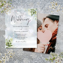 Budget Greenery Foto Winter Hochzeit Einladung