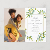 Budget Greenery Fotos Hochzeit Einladung (Vorderseite)