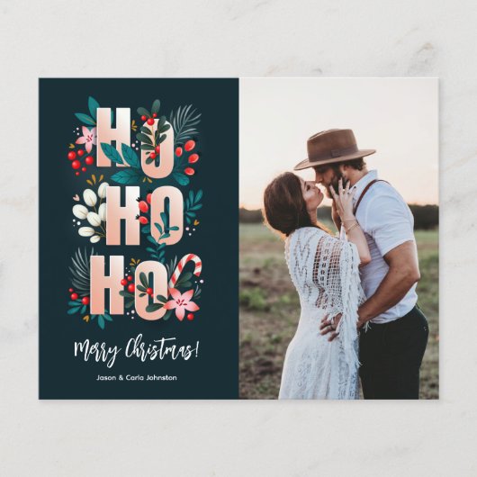 Budget Greenery Frohe Weihnachtsfotokarten (Vorderseite)